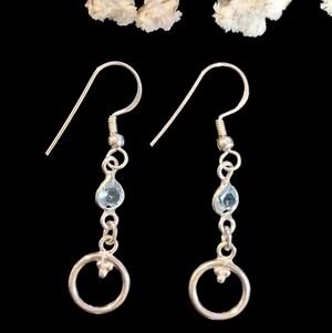 Aquamarine Sterling Silver Dangle Earrings – Teardrop Minimalist